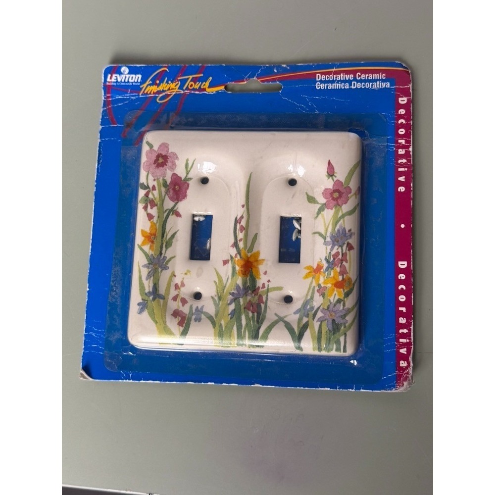 Leviton Wildflower Ceramic Double Toggle Switch Plate Cover Floral  Cottagecore